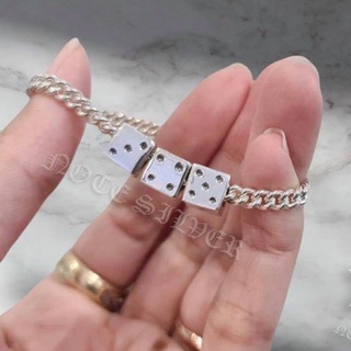 สร้อยข้อมือเงินแท้ สายเลสห้อยลูกเต๋า 3 ลูก Dice Bracelet Sterling Silver 925 NSBL2824