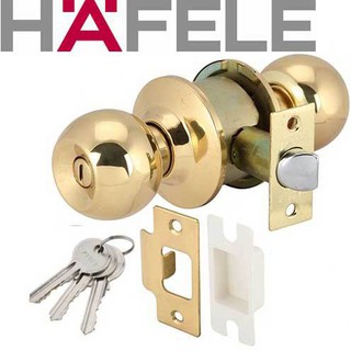 ลูกบิดประตูสแตนเลส สีทอง HAFELE 489.93.142 พร้อมกุญแจ 3 ดอก อุปกรณ์ติดตั้ง