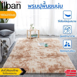 ilban พรมขนนุ่ม สีทูโทน พรมปูพื้น มีปุ่มกันลื่น ผ้าปูพื้น ขนนุ่มฟู ตกแต่งห้องนอน ห้องนั่งเล่น รุ่น ZR01 ขนาด160X200cm