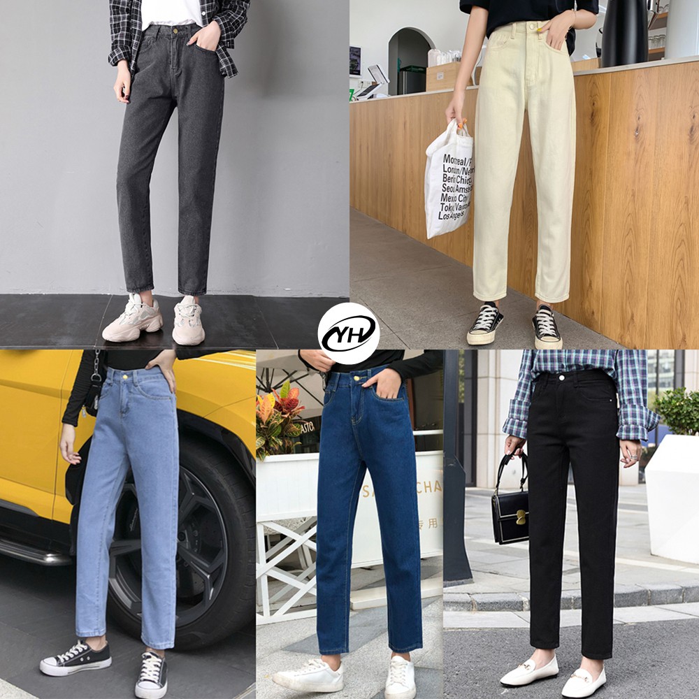💥YH#9001💥มีไซซ์ S-2XL💥กางเกงยีนส์ผู้หญิง กางเกงยีนส์เอวสูง ขากระบอกเล็ก