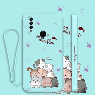 ใหม่ เคสโทรศัพท์มือถือ กันลื่น กันฝุ่น ลายการ์ตูนแมว พร้อมสายคล้อง สําหรับ oppo a3s a12e a31 a16 a16k a16e a71 a55