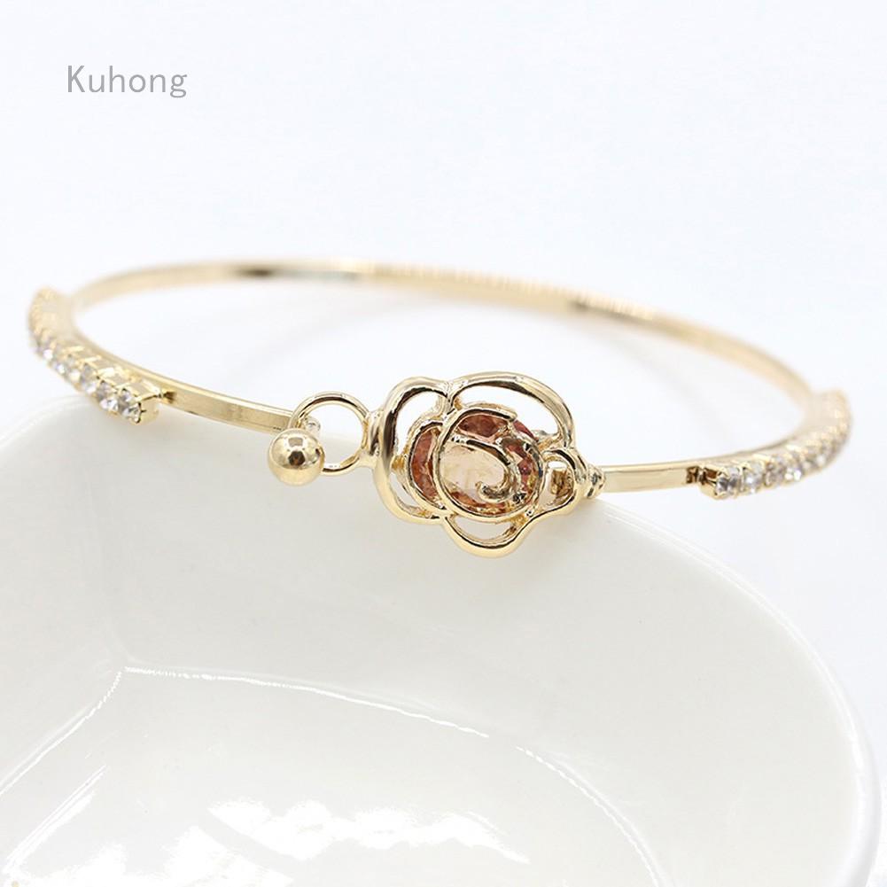 เครื่องประดับสร้อยข้อมือกําไลข้อมือคริสตัล rhinestone camellia