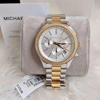 (ผ่อน0%) นาฬิกา สแตนเลส ทูโทน เงินสลับทอง MK6252 หน้าปัด 42mm Michael Kors Womens Slim Runway Two Tone Watch