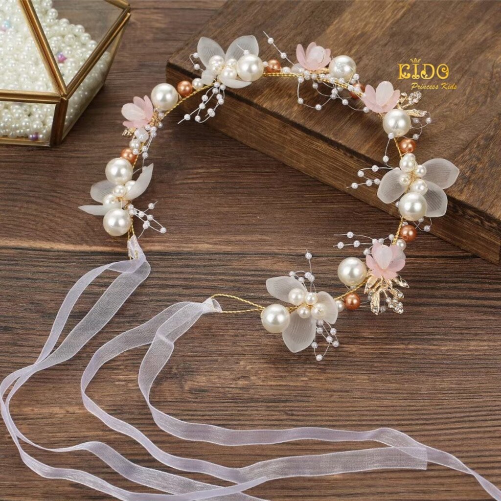 คาดผมเด็ก(หน้าร้านอยู่รัชดา)KF521เส้นคาดผมดอกไม้สีฟ้า มงกุฎเจ้าหญิง **ไม่มีริบบิ้น** - รูปที่ 4