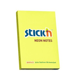 กระดาษโน้ต 132  3x2นิ้ว สีเหลือง สติก เอ็น Neon 21 Yellow note paper 3x2 inches 132 inch Neon 21 sticker