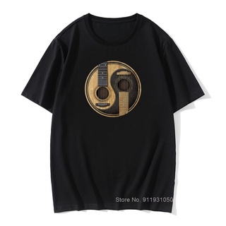 [S-5XL]เสื้อยืดผ้าฝ้าย พิมพ์ลายกีตาร์อะคูสติก Yin Yang Music สไตล์ฮิปฮอป สําหรับผู้ชาย