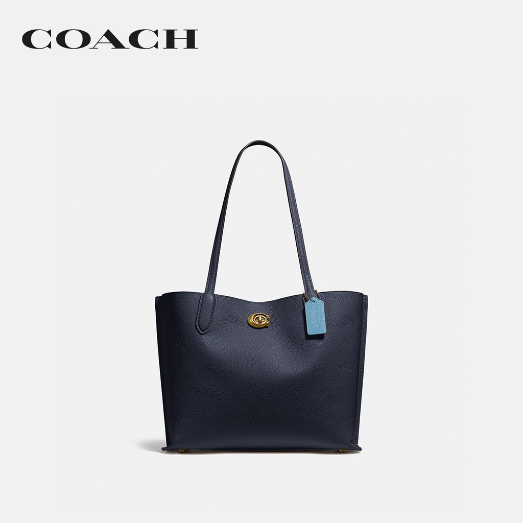 【ลิขสิทธิ์แท้】 COACH กระเป๋าผู้หญิง รุ่น Willow Tote C0691 B4EFH สีฟ้า