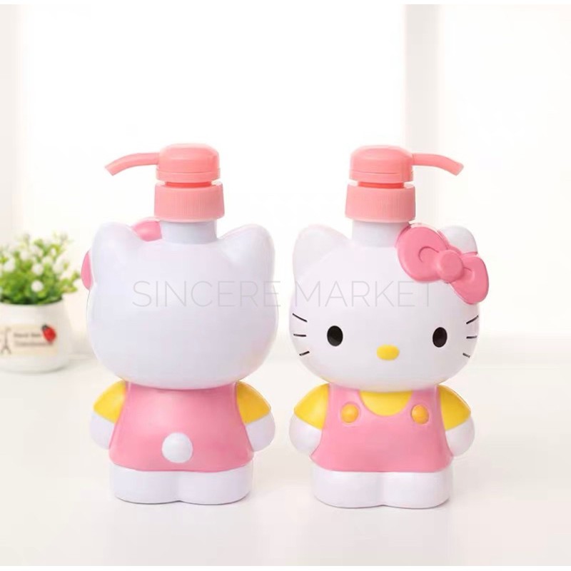ขวดปั้ม Hello Kitty สามารถใส่แอลกอฮอล์เจล/เจลล้างมือ/ใส่สบู่เหลว/ใส่ครีมอาบน้ำ/ใส่โลชั่นขนาด450ml.