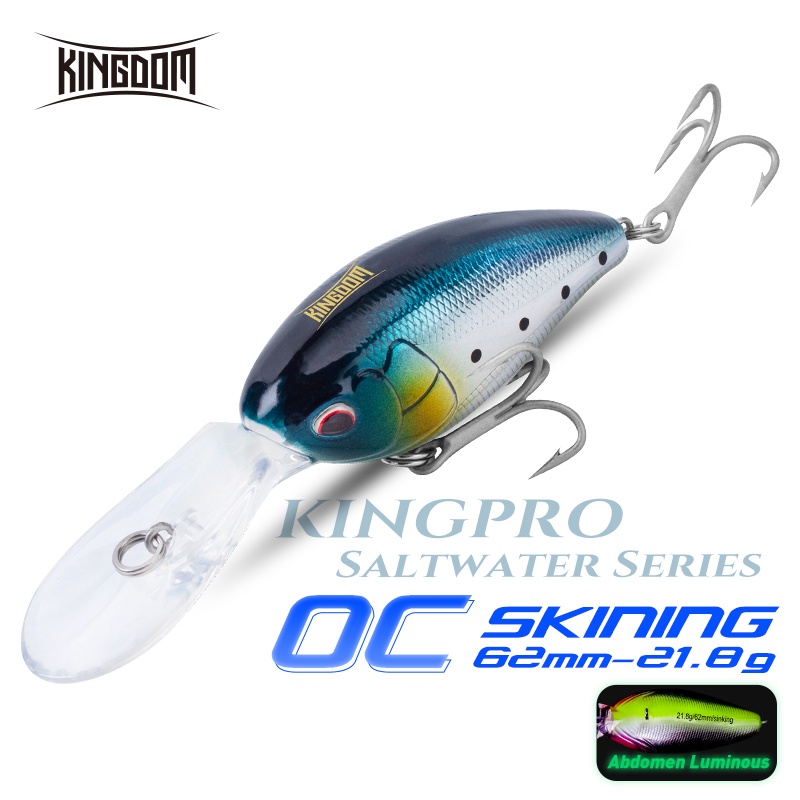 Kingdom OC-62 Crankbait Fishing Lure 62mm 21.8g Minnow Sinking & Floating Trolling Retrieving ประดิษฐ์ ABS Lure เหยื่อ Hard Wobblers ตกปลาทะเลเหยื่อตกปลาปลาคาร์พ
