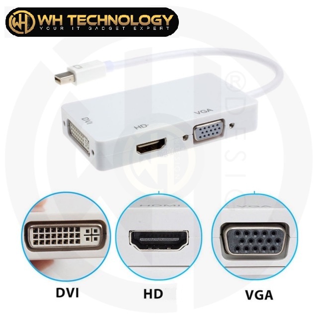 อะแดปเตอร์ Mini DisplayPort เป็น 3in1 VGA / DVI / HDTV
