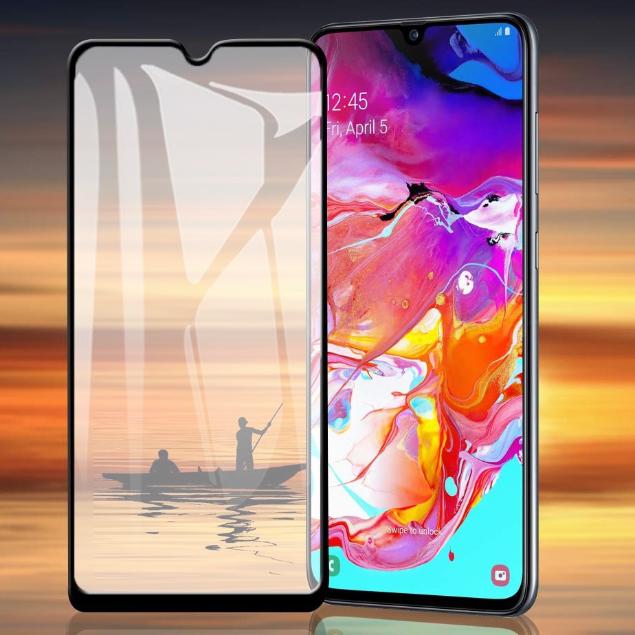 ฟิล์มกระจก เต็มจอ กาวเต็มแผ่น ซัมซุง เอ70 สีดำ Full Glue Tempered Glass for Samsung Galaxy A70 (6.7"