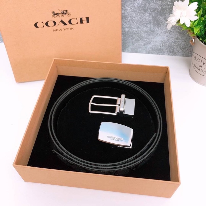 COACH F65242 SIGNATURE MOD PLAQUE HARNESS CUT-TO-SIZE REVERSIBLE BELT