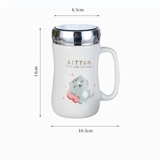 แก้วกาแฟ ฝากระจกสุดพรีเมี่ยม ลายแมวสุดปุ้งปิ้ง ชาวออฟฟิตนักเรียนนักศึกษา ของขวัญ สวย น่ารัก ราคาดึ ที่สุดของความคุ้ม