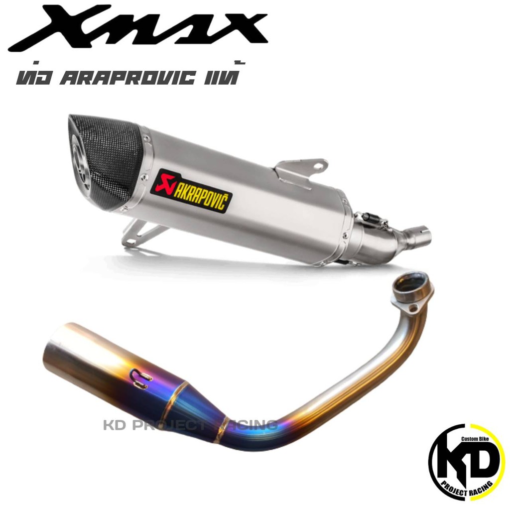 ท่อ Akrapovic titanium slip on แท้ 100% พร้อมคอฟลูไทเทเนียมXMAX300/2017-2020