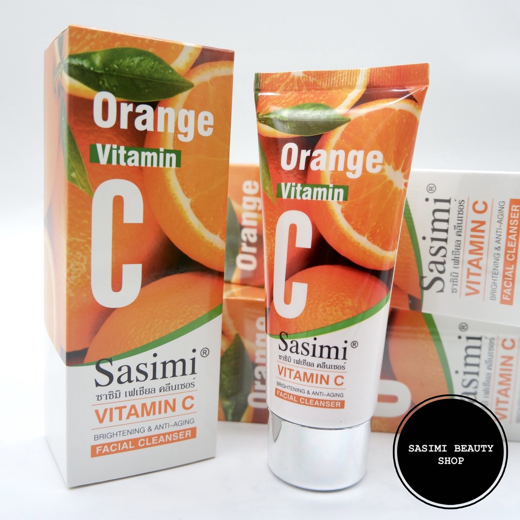 SASIMI Vitamin C Facial Cleanser โฟมล้างหน้า ทำความสะอาดล้ำลึก ปรับสีผิวกระจ่างใส 80g