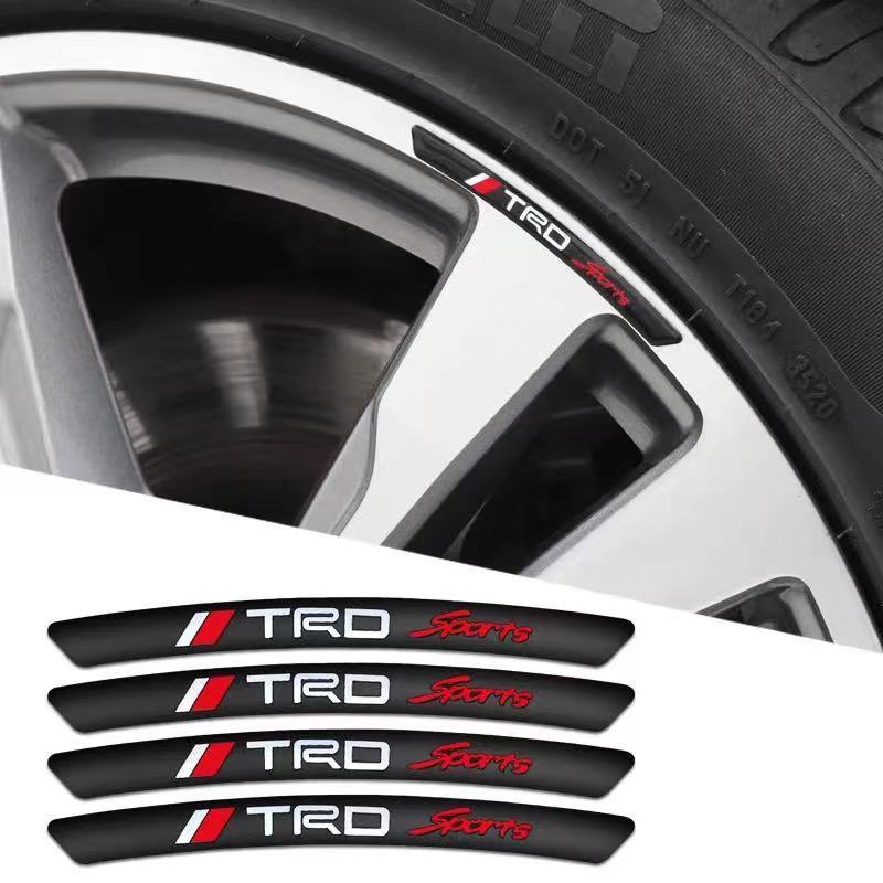 สติ๊กเกอร์ติดล้อ โตโยต้า /4pcs TRD Sports Car Wheel Sticker For Toyota Cross Wish Revo CHR Corolla Vigo Altis Tiger Accessories