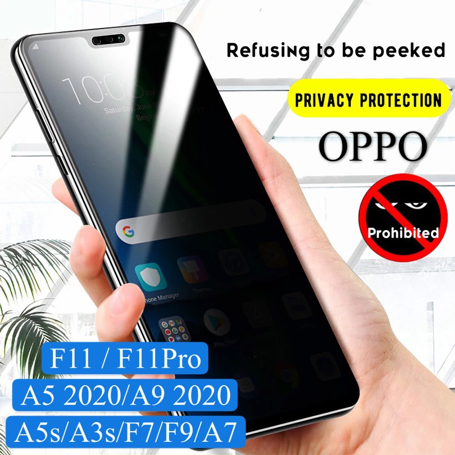 ฟิล์มป้องกันการแอบมอง Tempered Glass Privacy OPPO A5 2020/A9 2020/F9 / VIVO Y91/Y91i/Y91C/Y93/Y95 ฟิ