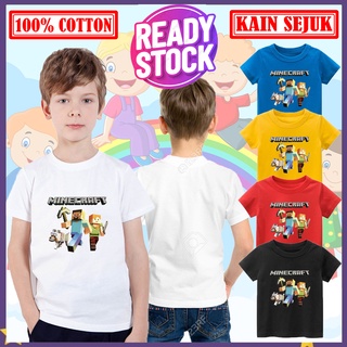 เสื้อยืด ผ้าฝ้าย 100% พิมพ์ลาย Minecraft Baju Kanak สําหรับผู้ชาย และเด็กผู้หญิง