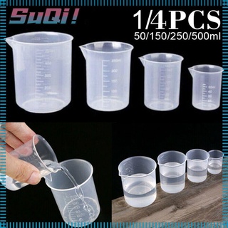 SUQI Scale Measuring Cup Kitchen Liquid Jug Transparent Mug Measurement Tool Graduated cup Baking Supplies Water bottle Plastic Pour Spout Laboratory Beaker