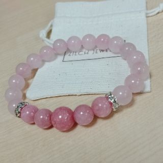 สร้อยข้อมือหิน Rose quartz &amp; Rhodochrosite ขนาด 8 mm.