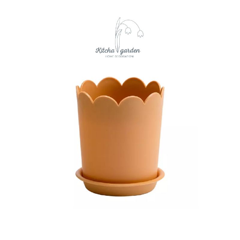 กระถางต้นไม้พลาสติกขอบหยัก Petal shaped round flower pot – โปรปัง