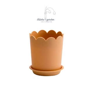 กระถางต้นไม้พลาสติกขอบหยัก Petal shaped round flower pot กระถางเจาะรู กระถางแต่งบ้าน กระถางน่ารัก กระถางสวย