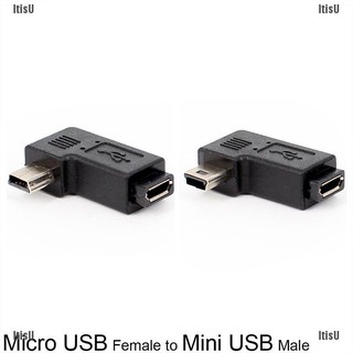 (itisu) มินิ USB Type A ตัวผู้ เป็น Micro USB ตัวเมีย มุมขวา 90 องศา