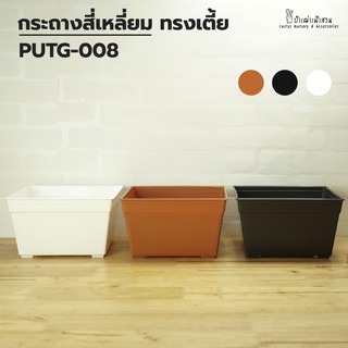 PUTG-008 กระถางเหลี่ยม 8 นิ้ว  ทรงเตี้ย กระถางแคคตัส กระถางกระบองเพชร