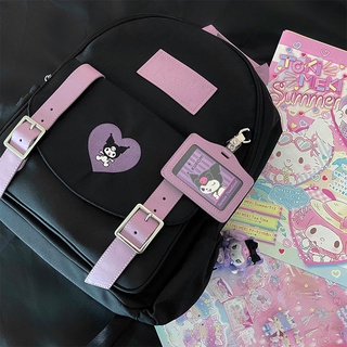 ✸กระเป๋าน่ารัก✸Sanrio Cinnamon Dog Melody Kuromi กระเป๋าเป้สะพายหลัง ผ้าแคนวาส ของแท้ สําหรับเด็กผู้หญิง