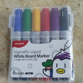 ชุดปากกาไวท์บอร์ด monami Sigmaflo liquid White Board Marker ชุด 6สี