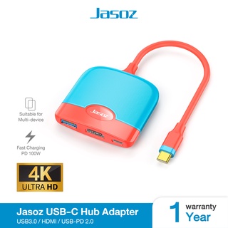Jasoz USB-C Hub Adapter Hub for Switch/Macbook/Phone/Notebook 3in1 (USB-C to USB3.0/HDMI/USB-PD2.0)