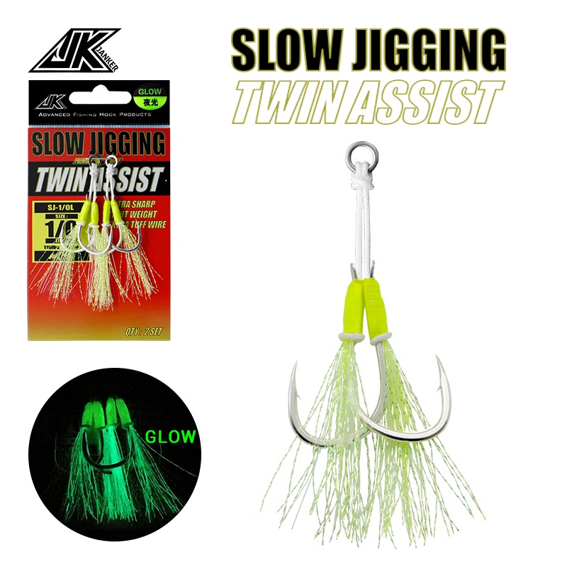 JK Fishing SJ-L Luminous Slow Jigging Twin Assist Hook Set