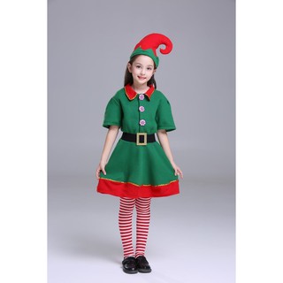 7C171 ชุดเด็กหญิง ชุดซานตาครอส ชุดแซนตี้ ชุดคริสต์มาส ชุดเอลฟ์ Santy Santa claus Christmas Costumes