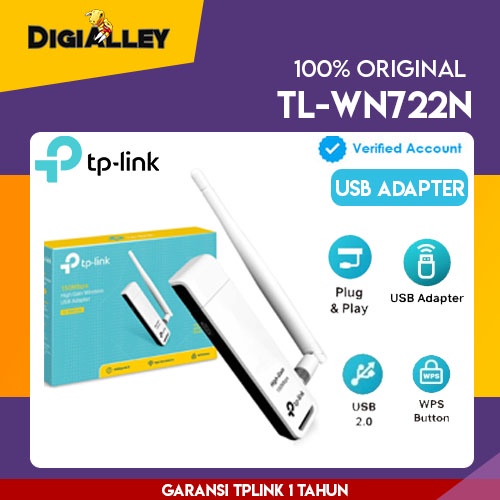 ใหม่ อะแดปเตอร์ USB ไร้สาย TP-Link TL-WN722N 150Mbps Tplink TLWN722N