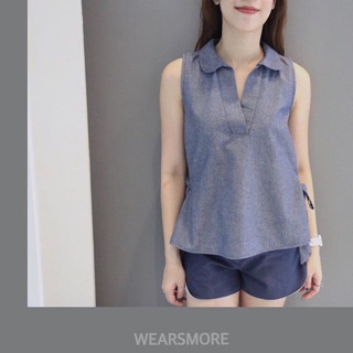 Side tie Sleeveless shirt