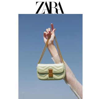 Zara กระเป๋าสะพายไหล่ ทรงสี่เหลี่ยม ขนาดเล็ก แต่งสายโซ่คล้อง ประดับเพชร แฟชั่นสําหรับสตรี 2022