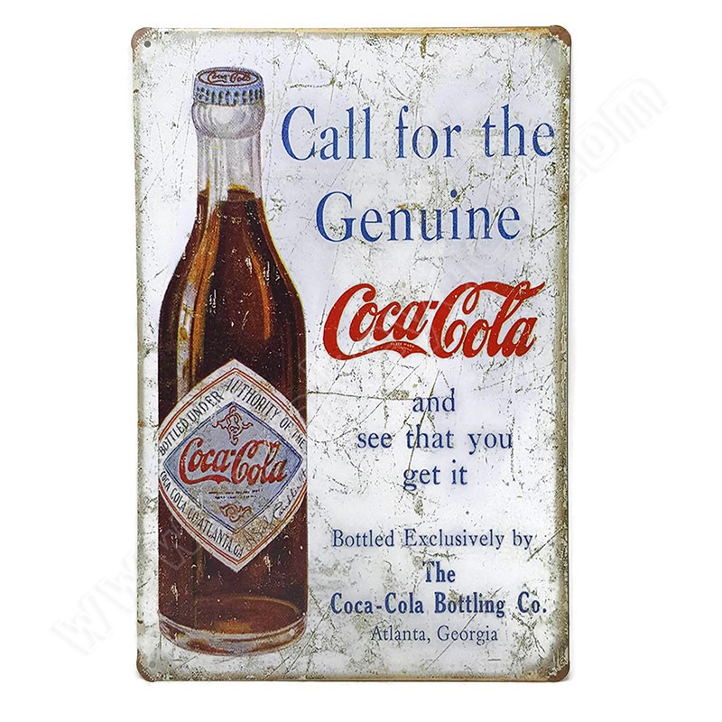 ป้ายสังกะสีวินเทจ Call for the Genuine Coca Cola