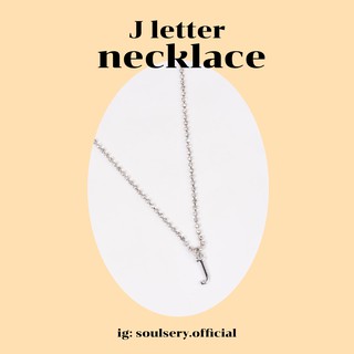 J letter charm rhinestone necklace สร้อยคอจี้อักษร