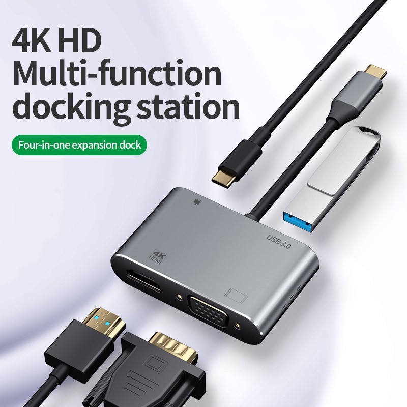 USB C to HDMI Adapter 4K 4 in 1 Type-C to HDMI / VGA / USB 3.0 Port + USB C Female Port Converter #7
