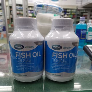 🌈Mega​ ​we​ care​ fish oil​ 1000​mg​🌈#แพ็คคู่ราคาประหยัด#2×100เม็ด#exp.22/03/2023