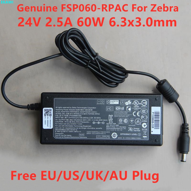 Zebra FSP060-RPAC 24V 2.5A 60W AC Switching Power Adapter สําหรับ GX420D GX420T GK420D GK420 P102888