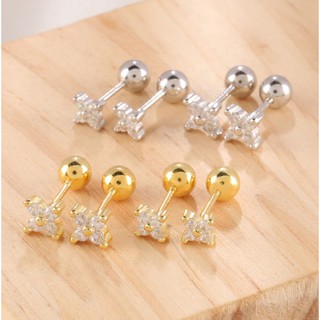 142-littlegirl gifts- Four leaf clover Piercing silver s925 จิวเงินs925 (ราคาต่อชิ้น)