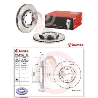 09 B063 10 จานเบรค-หน้า HC(ยี่ห้อ Brembo) Toyota Commuter D4D KDH200,222 ปี2005-***ราคาต่อข้าง