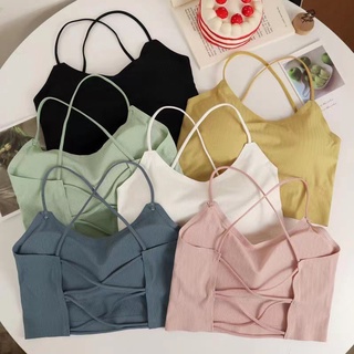 BRA-47🍑บราสายเดี่ยว ผ้ายืดสุดน่ารัก บราไขว้หลังสุดเซ็กซี่ ผ้านิ่มใส่สบายมาก บราสายเดี่ยวสีพื้น🍑