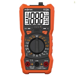 Flt RICHMETERS RM113A NCV มัลติมิเตอร์ดิจิทัล นับ 2000 ครั้ง HFE AC/DC เครื่องวัดแรงดันไฟฟ้า พร้อมไฟแฟลช แม่เหล็ก แบ็คไลท์ หน้าจอขนาดใหญ่ มัลติมิเตอร์