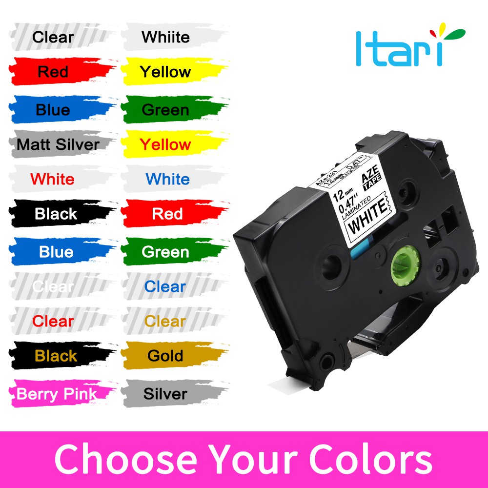 20 สี TZe-231 เทปฉลากสําหรับ Brother P-touch เครื่องพิมพ์ Tze231 Tze PT Labeler TZe-631