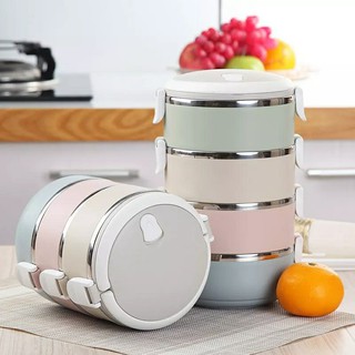 ปิ่นโต กล่องข้าว กล่องใส่อาหาร 4 ชั้น หลากสี พาสเทล กล่องอาหารสแตนเลส **พร้อมส่ง**