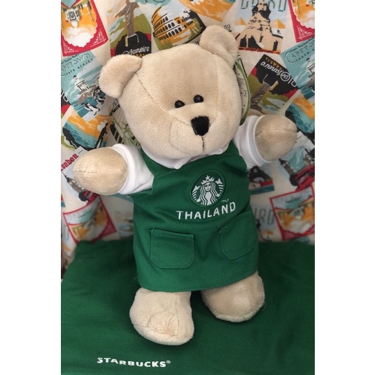 ตุ๊กตา Barista Bear Green Apron Starbucks Thailand 2014