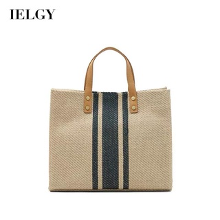 IELGY korean version of business commuting striped large-capacity canvas diagonal bag women