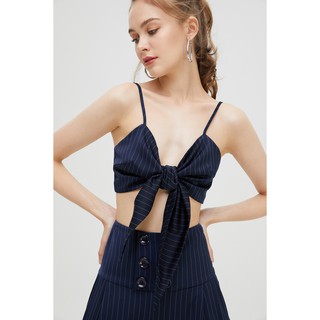 Hamburger Studio เสื้อ Pinstripe Crop Top (SS19-KT0313)